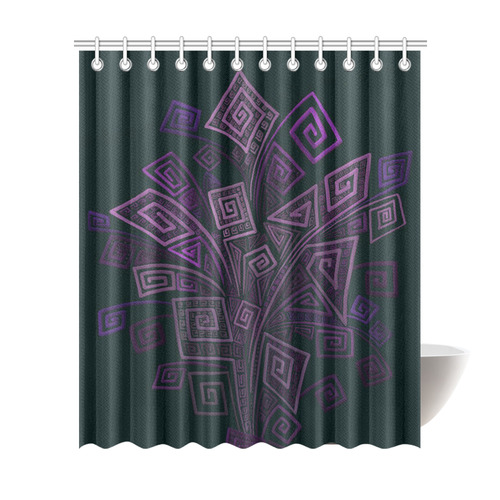 Psychedelic 3D Square Spirals - purple Shower Curtain 72"x84"