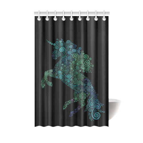3D Psychedelic Unicorn blue and green Shower Curtain 48"x72"