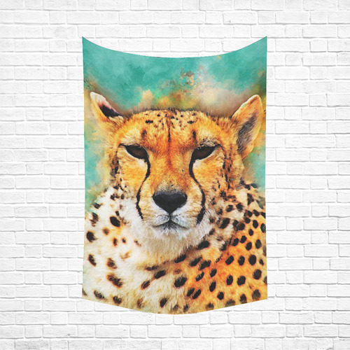 gepard leopard #gepard #leopard #cat Cotton Linen Wall Tapestry 60"x 90"