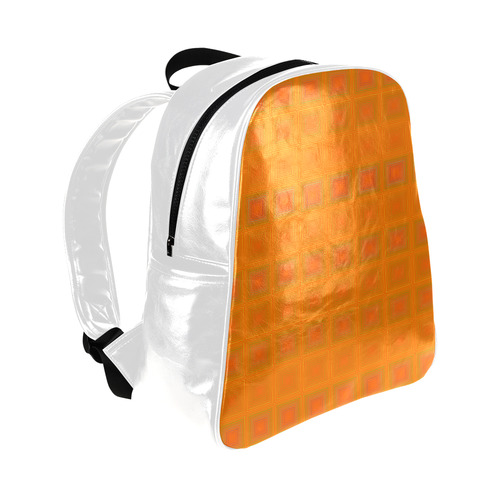 Orange multiple squares Multi-Pockets Backpack (Model 1636)