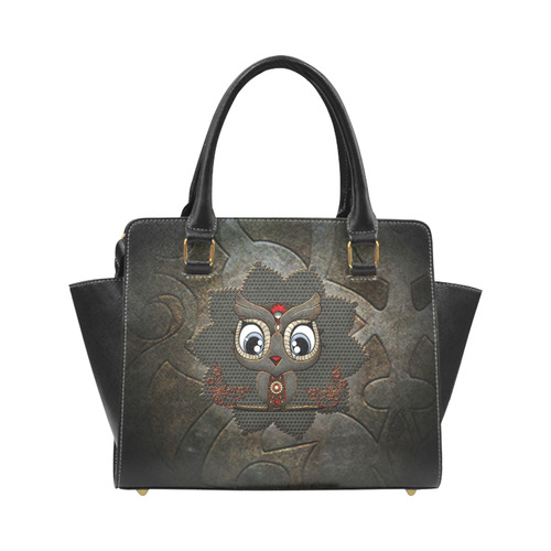 Funny steampunk owl Rivet Shoulder Handbag (Model 1645)