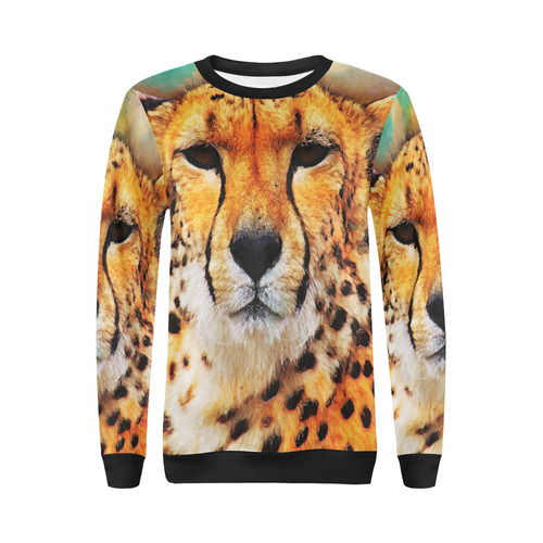 gepard leopard #gepard #leopard #cat All Over Print Crewneck Sweatshirt for Women (Model H18)