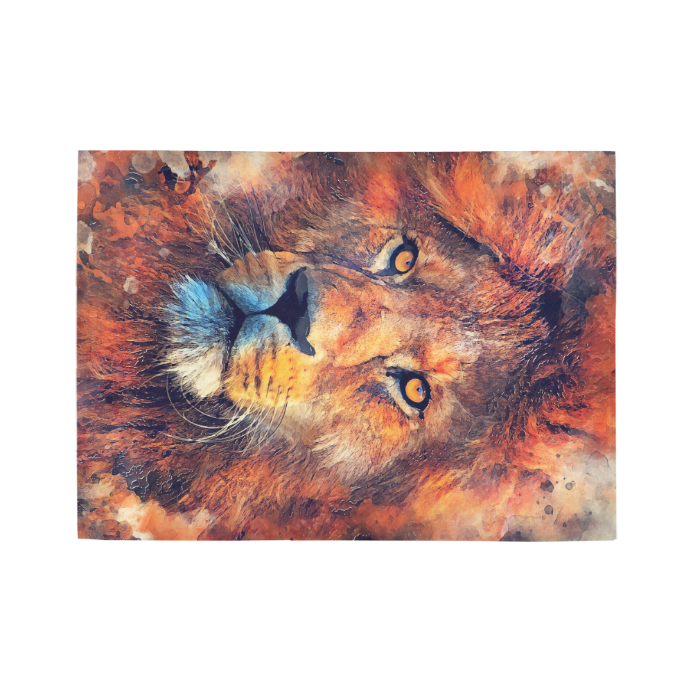 lion art #lion #animals #cat Area Rug7'x5'
