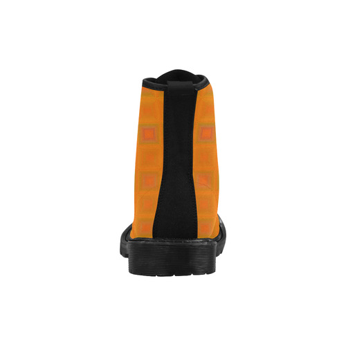 Orange multiple squares Martin Boots for Women (Black) (Model 1203H)