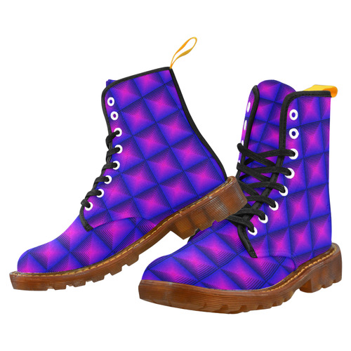 Purple pink multicolored multiple squares Martin Boots For Women Model 1203H