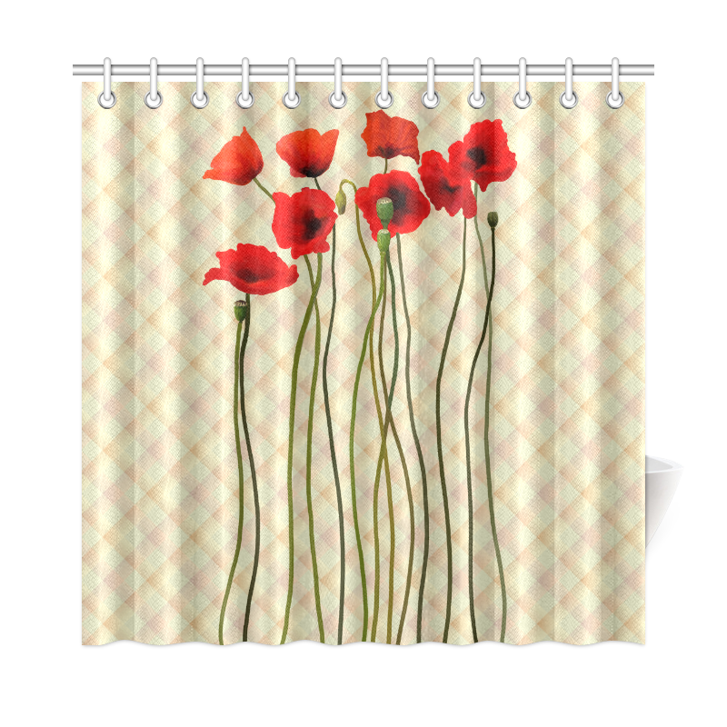 Poppies Floral Design Papaver somniferum Shower Curtain 72"x72"