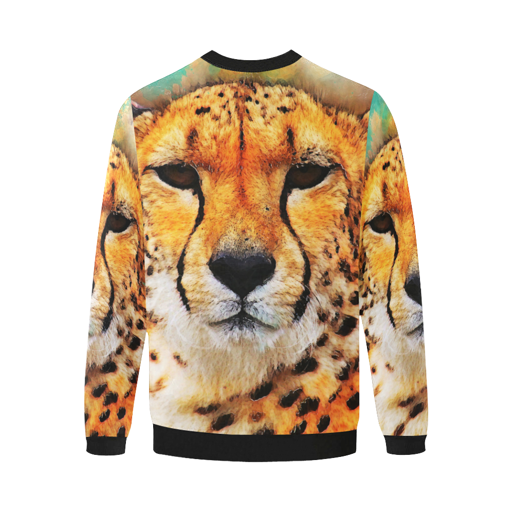 gepard leopard #gepard #leopard #cat Men's Oversized Fleece Crew Sweatshirt/Large Size(Model H18)