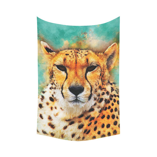 gepard leopard #gepard #leopard #cat Cotton Linen Wall Tapestry 60"x 90"