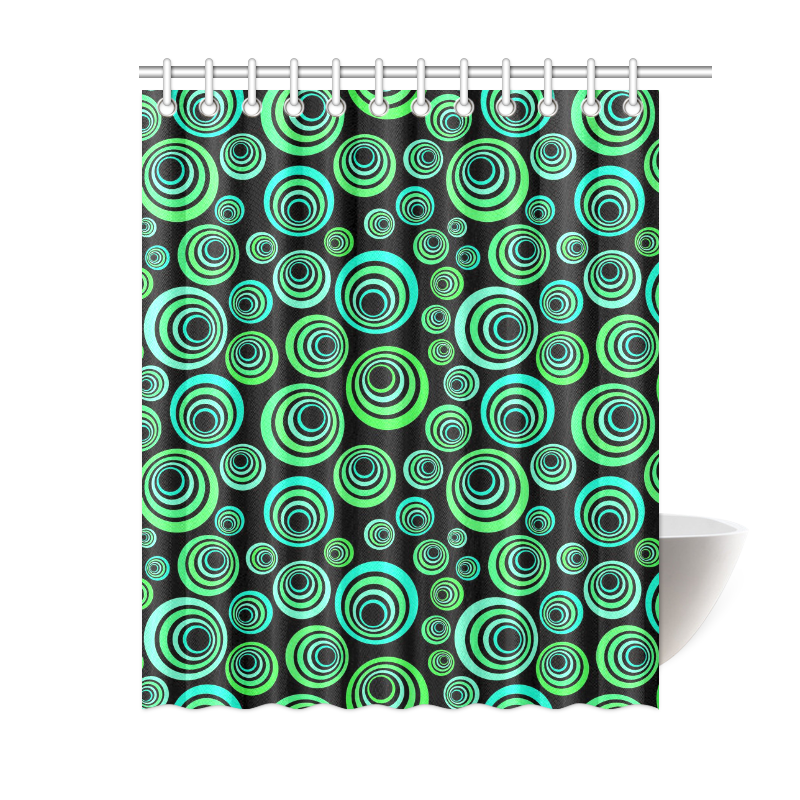 Crazy Fun Neon Blue & Green retro pattern Shower Curtain 60"x72"