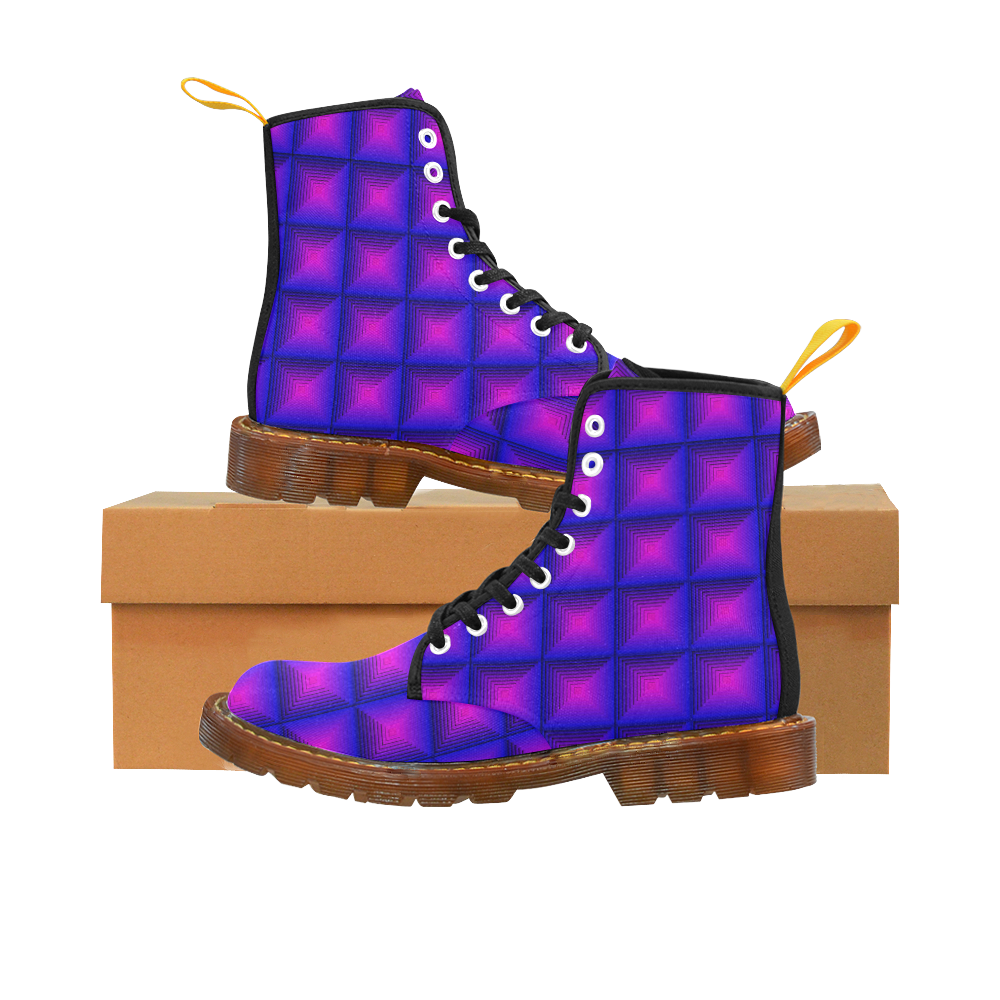 Purple pink multicolored multiple squares Martin Boots For Women Model 1203H