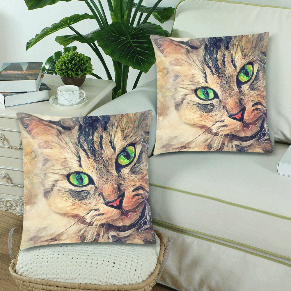 cat Pixie #cat #cats #kitty Custom Zippered Pillow Cases 18"x 18" (Twin Sides) (Set of 2)