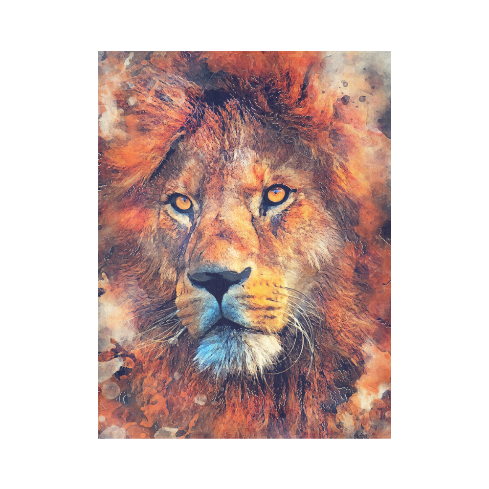 lion art #lion #animals #cat Cotton Linen Wall Tapestry 60"x 80"