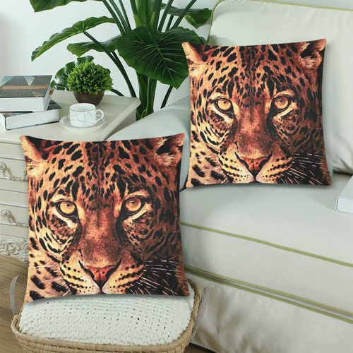 gepard leopard #gepard #leopard #cat Custom Zippered Pillow Cases 18"x 18" (Twin Sides) (Set of 2)