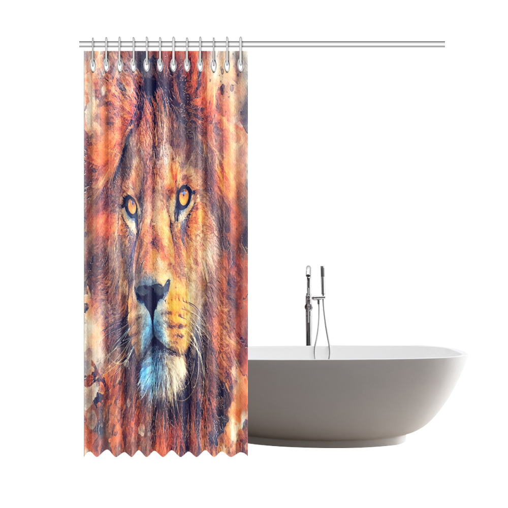 lion art #lion #animals #cat Shower Curtain 69"x84"