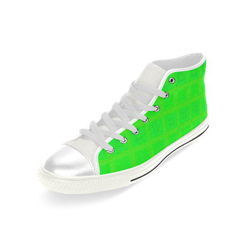 Green yellow multicolored multiple squares Men’s Classic High Top Canvas Shoes (Model 017)