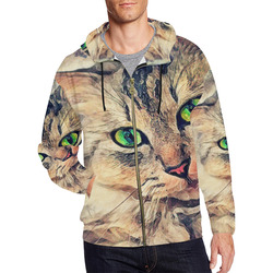 cat Pixie #cat #cats #kitty All Over Print Full Zip Hoodie for Men/Large Size (Model H14)