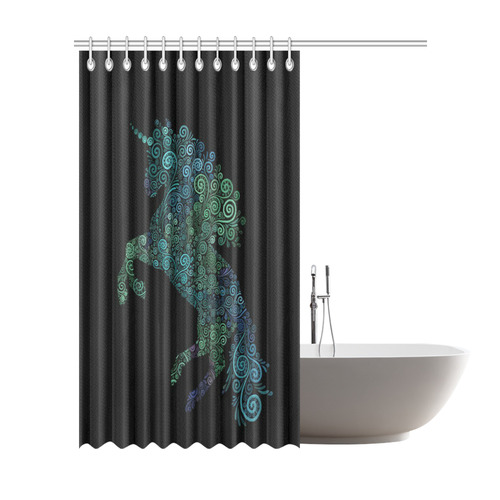 3D Psychedelic Unicorn blue and green Shower Curtain 72"x84"