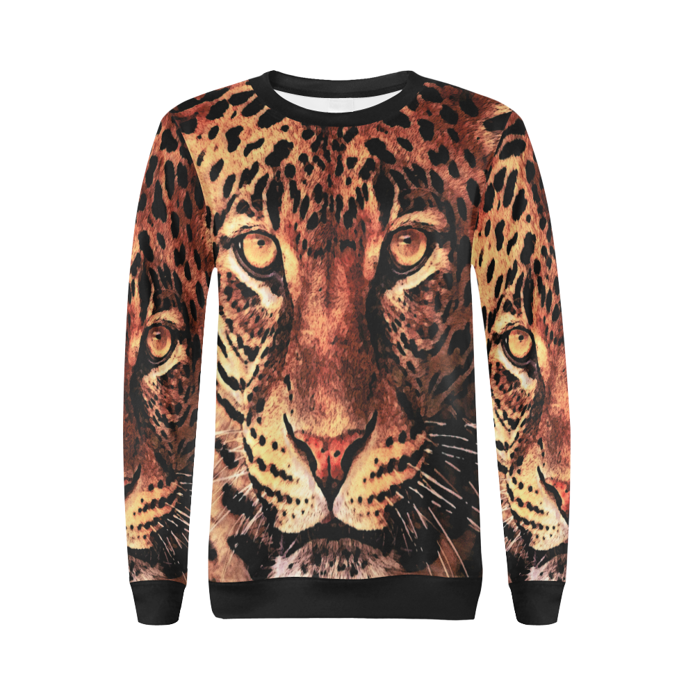 gepard leopard #gepard #leopard #cat All Over Print Crewneck Sweatshirt for Women (Model H18)