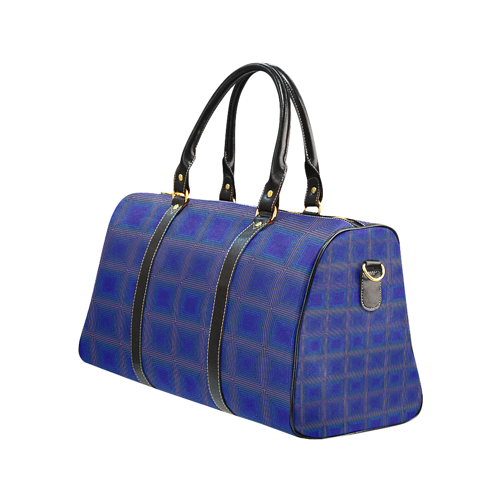 Royal blue golden multicolored multiple squares New Waterproof Travel Bag/Small (Model 1639)