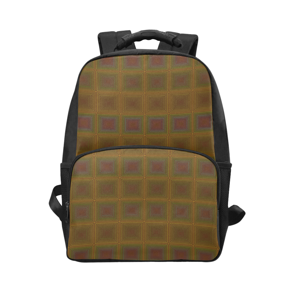 Golden brown multicolored multiple squares Unisex Laptop Backpack (Model 1663)
