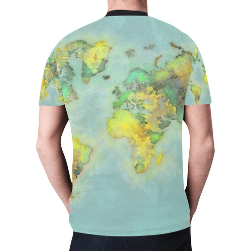 world map green #map #worldmap New All Over Print T-shirt for Men (Model T45)