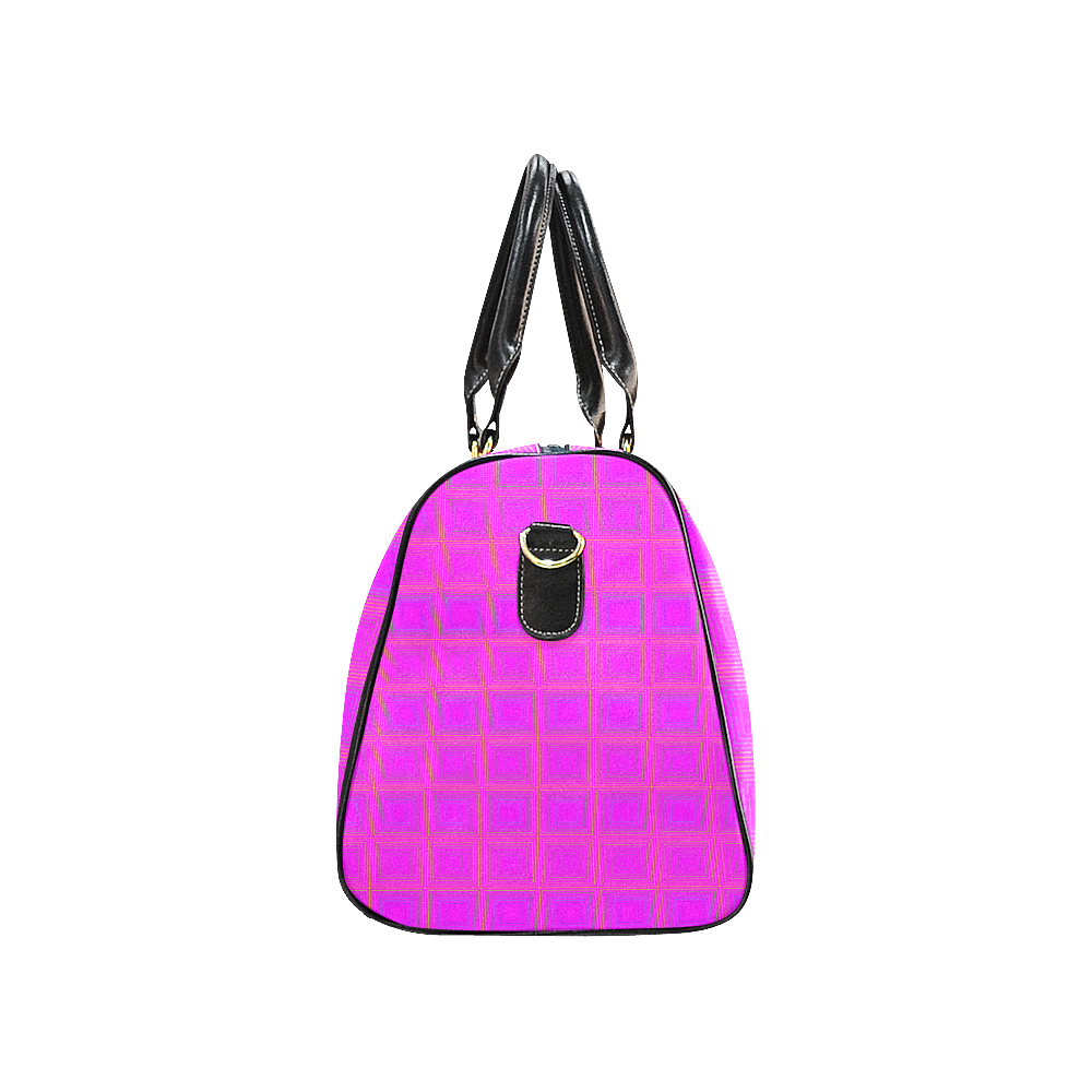 Pink golden multicolored multiple squares New Waterproof Travel Bag/Large (Model 1639)