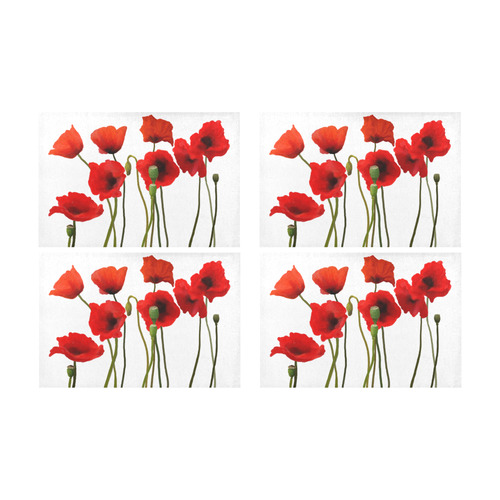 Poppies Floral Design Papaver somniferum Placemat 12’’ x 18’’ (Set of 4)