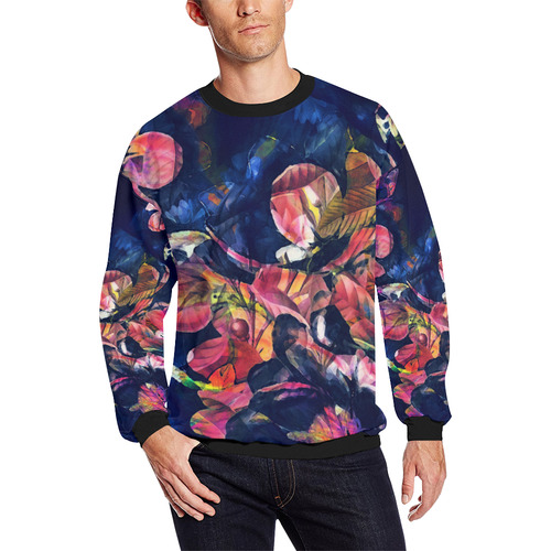 flowers Men's Oversized Fleece Crew Sweatshirt (Model H18)