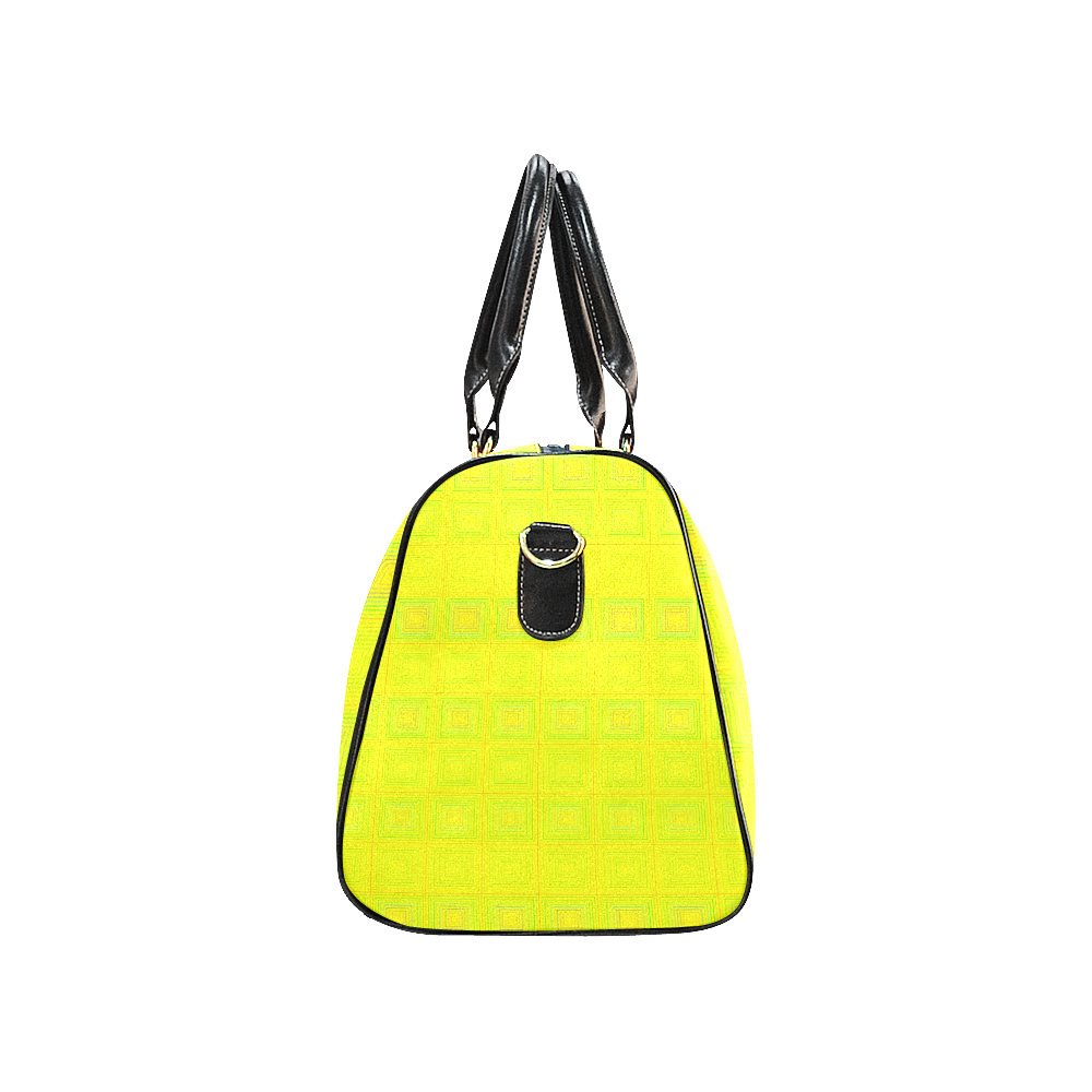 Yellow green multicolored multiple squares New Waterproof Travel Bag/Large (Model 1639)