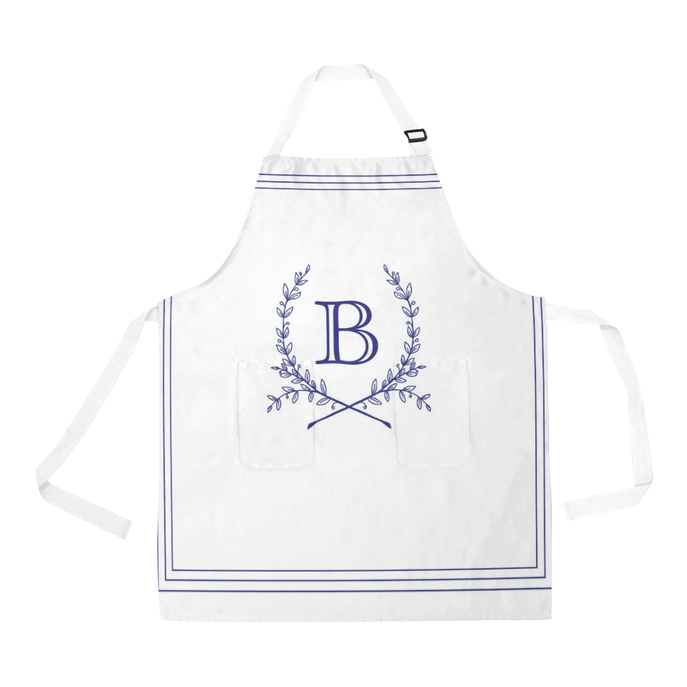 monogram in midnight blue with wreath All Over Print Apron