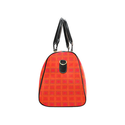 Red orange multicolored multiple squares New Waterproof Travel Bag/Large (Model 1639)