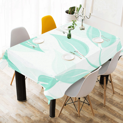 Green leaves on branches Cotton Linen Tablecloth 60" x 90"