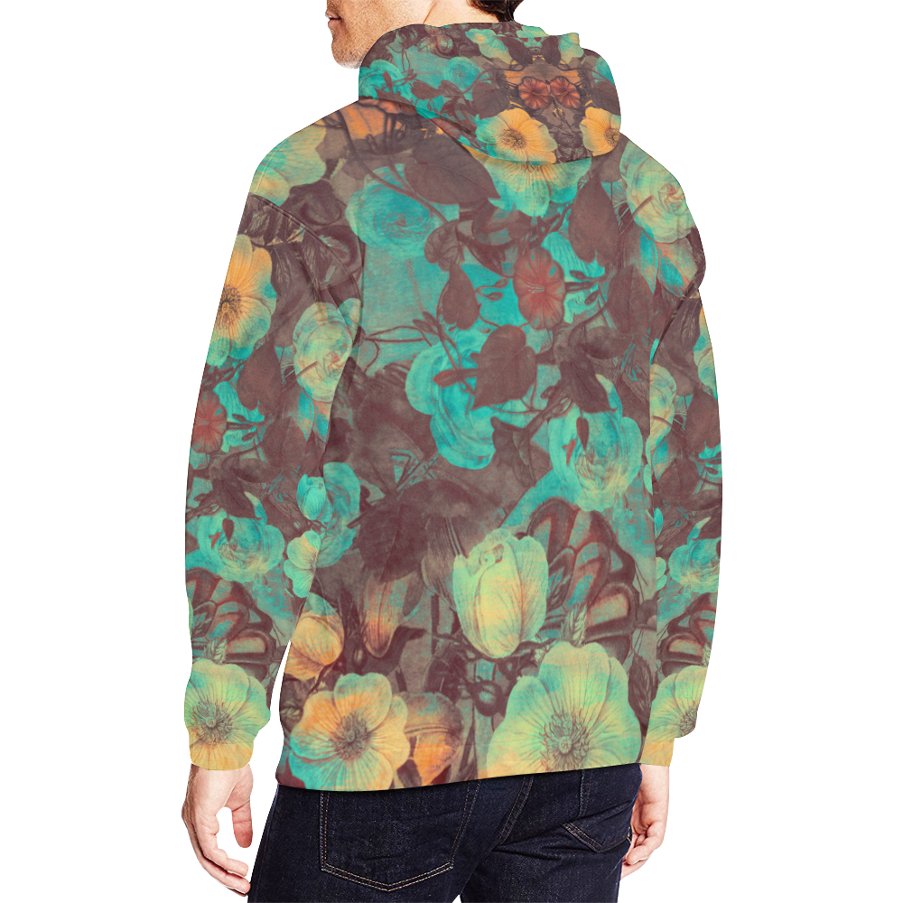 flowers All Over Print Hoodie for Men/Large Size (USA Size) (Model H13)