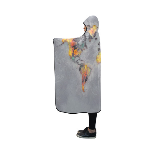 world map grey #map #worldmap Hooded Blanket 50''x40''