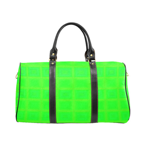 Green yellow multicolored multiple squares New Waterproof Travel Bag/Large (Model 1639)