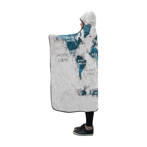 world map OCEANS and continents Hooded Blanket 60''x50''