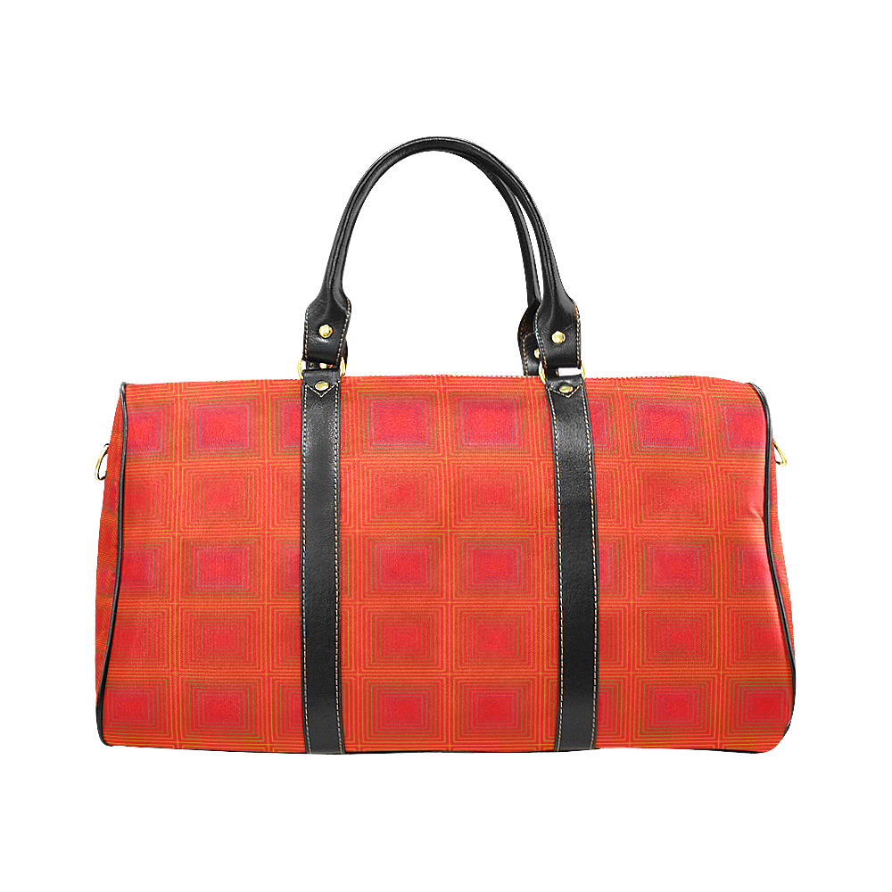 Red orange multicolored multiple squares New Waterproof Travel Bag/Small (Model 1639)