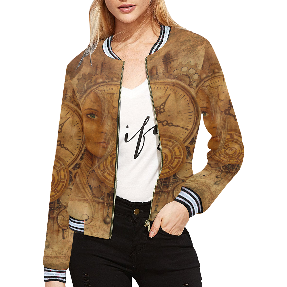 A Time Travel Of STEAMPUNK 1 All Over Print Bomber Jacket for Women (Model H21)