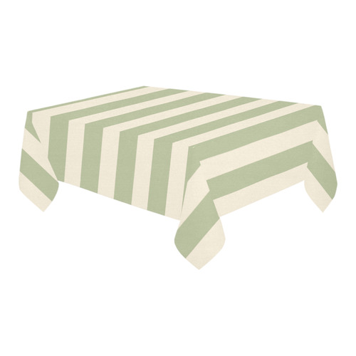 Stripes in Sage and Tan Cotton Linen Tablecloth 60" x 90"