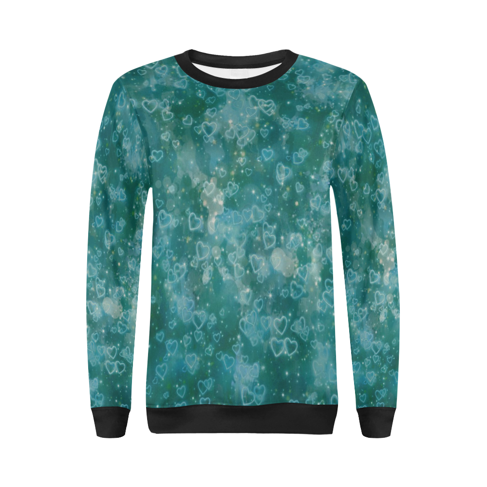 Sparkling glowing hearts E by JamColors All Over Print Crewneck Sweatshirt for Women (Model H18)