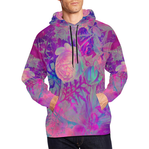 flora 6 All Over Print Hoodie for Men/Large Size (USA Size) (Model H13)