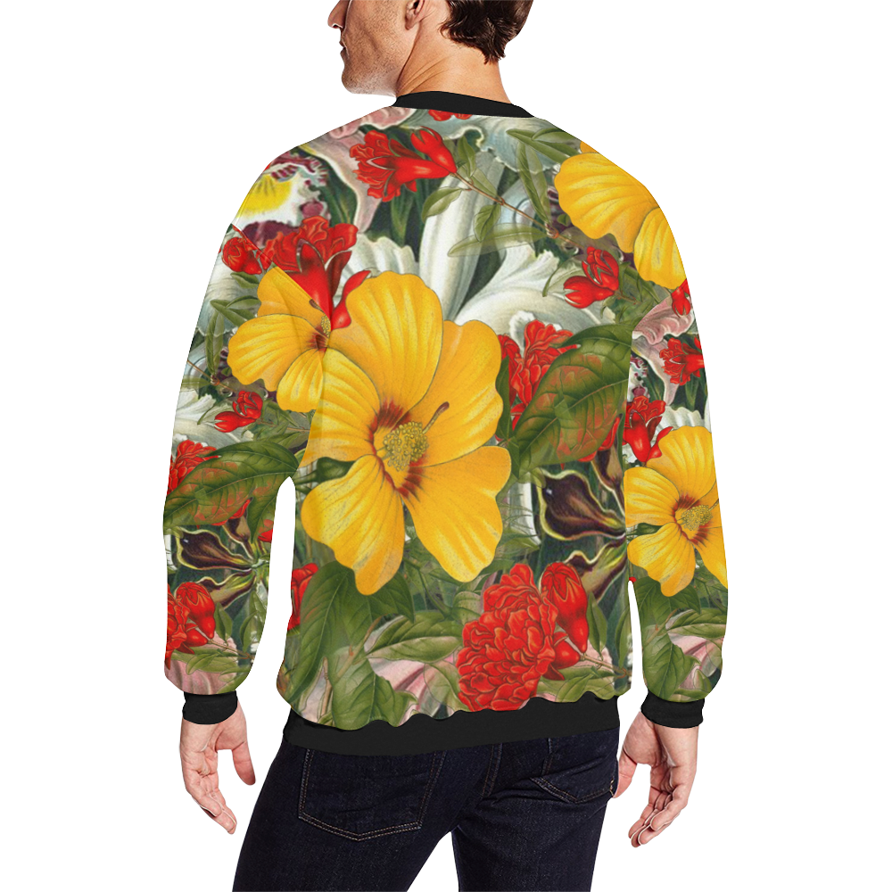 flora 1 Men's Oversized Fleece Crew Sweatshirt/Large Size(Model H18)