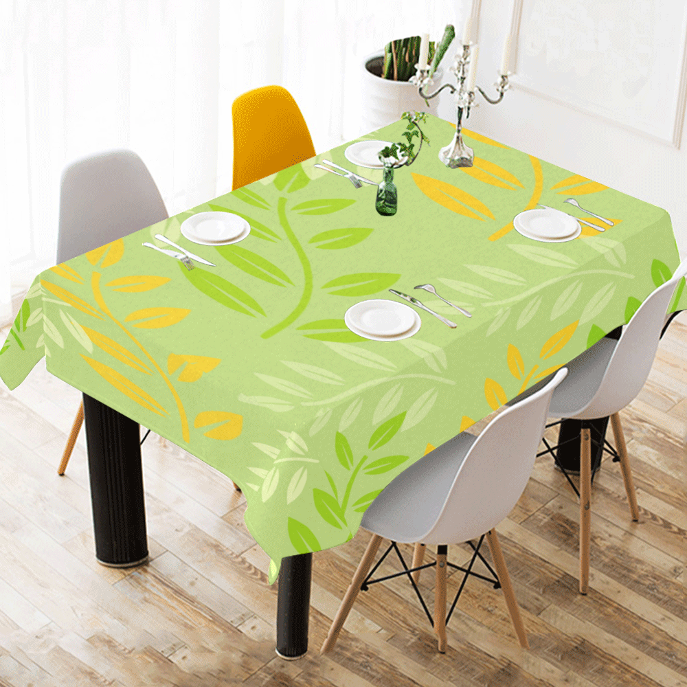 green sage and orange4 Cotton Linen Tablecloth 60" x 90"