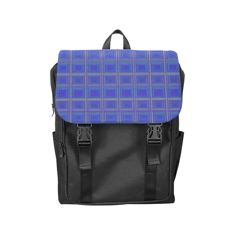 Royal blue golden multicolored multiple squares Casual Shoulders Backpack (Model 1623)