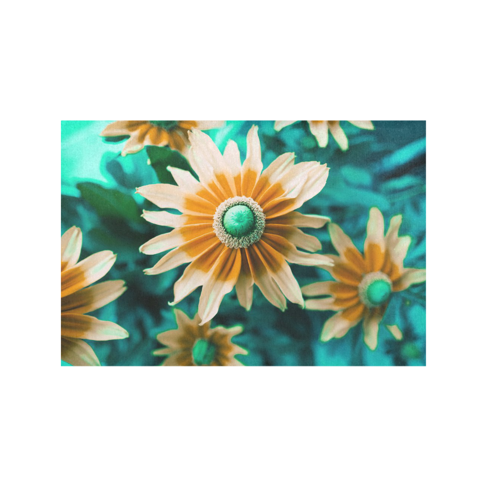 Yellow Orange Flower on Turquoise Green Placemat 12’’ x 18’’ (Set of 4)