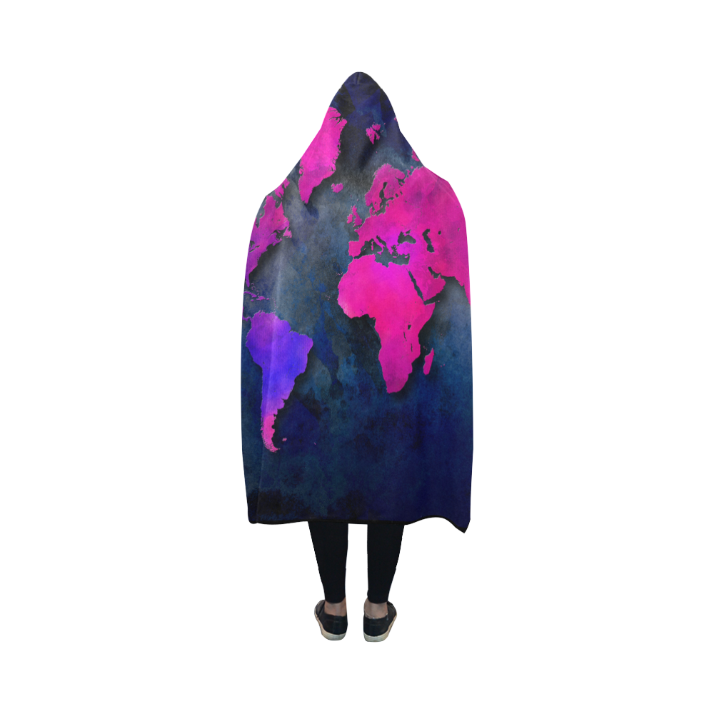 world map 14 Hooded Blanket 50''x40''