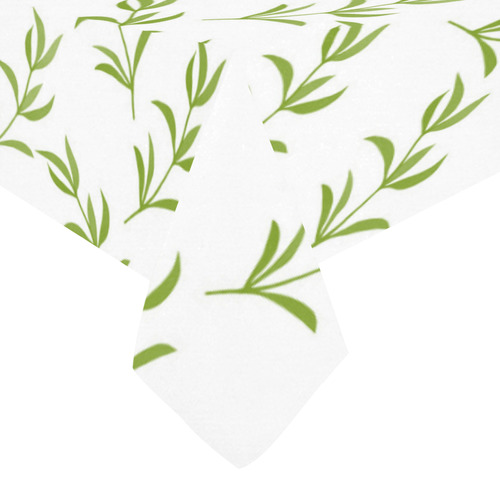 Green branches Cotton Linen Tablecloth 60" x 90"