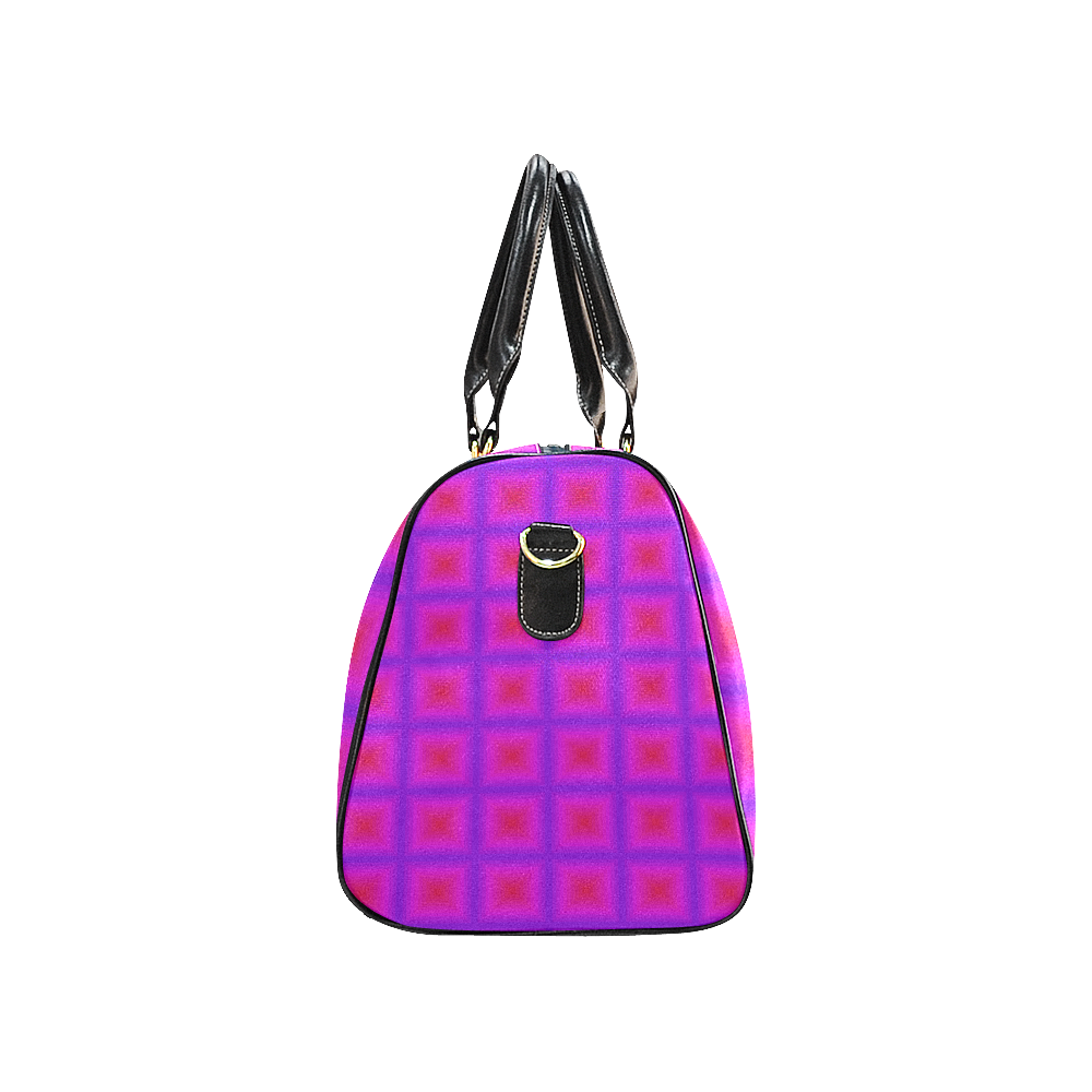 Pink purple multicolored multiple squares New Waterproof Travel Bag/Small (Model 1639)
