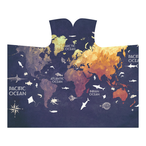 ocean world map Hooded Blanket 60''x50''