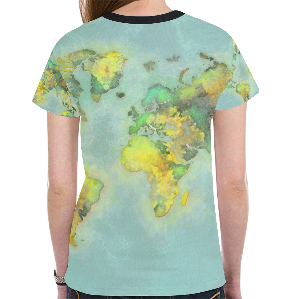 world map green #map #worldmap New All Over Print T-shirt for Women (Model T45)